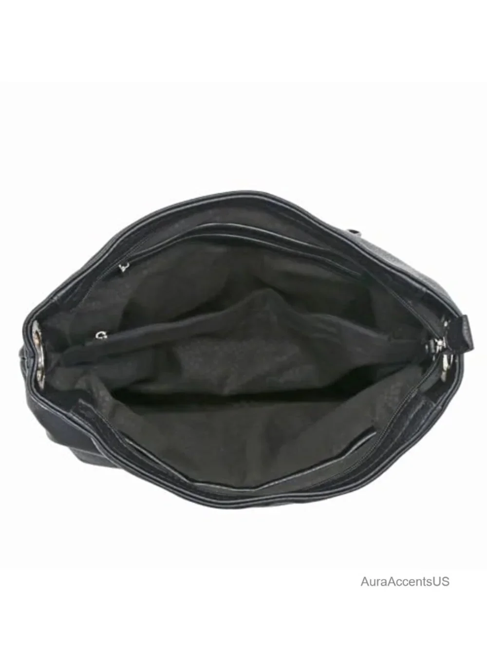 Hobo Shoulder Bag Faux Leather Zipper Closure Detachable Strap Pockets